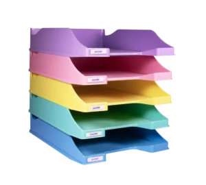 Corbeille à courrier pastel bureau
