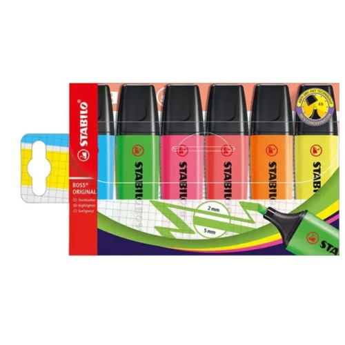 Pochette de 6 surligneurs STABILO BOSS 1215701 assortis